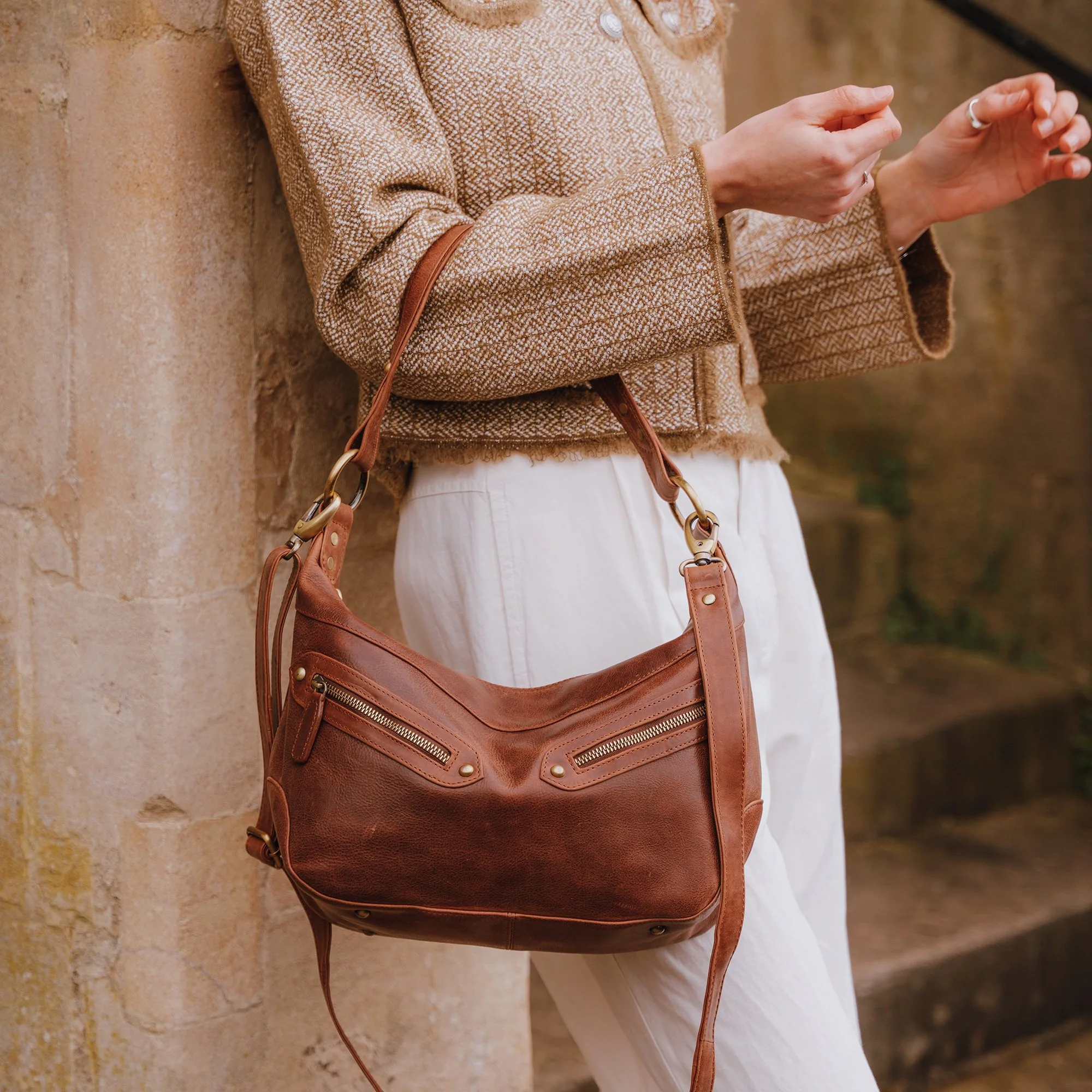 Soft leather slouch handbags sales